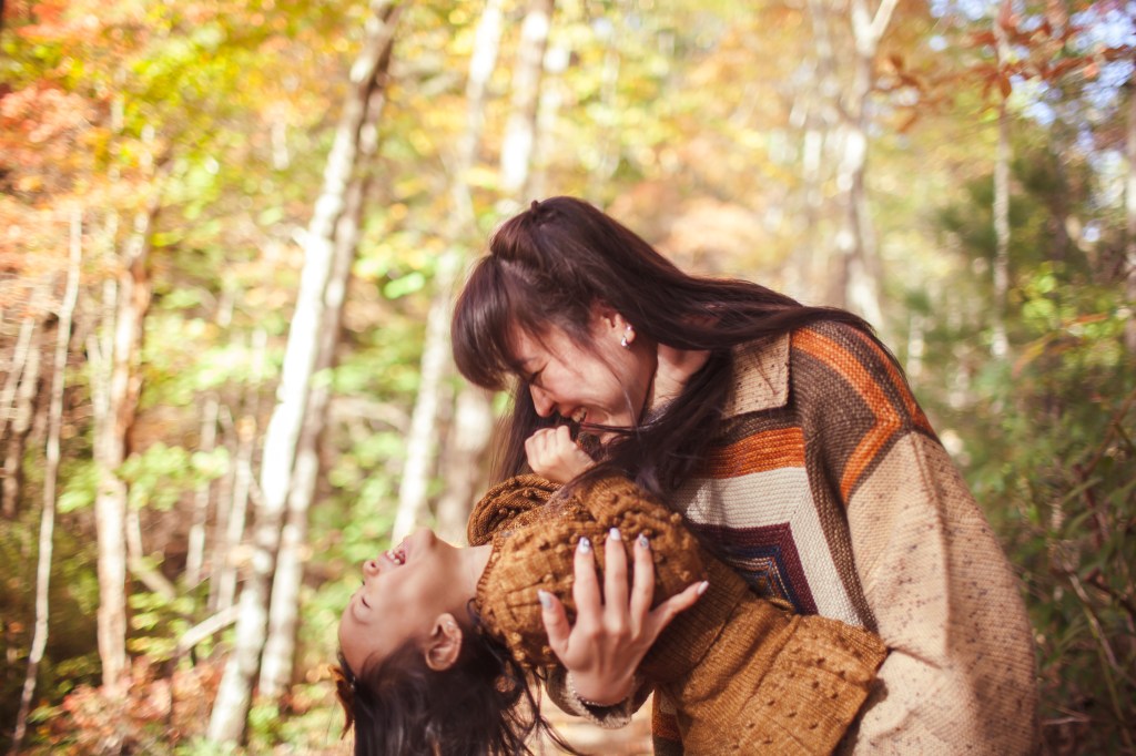 Mommy and Me portrait fall in Helen Georgia